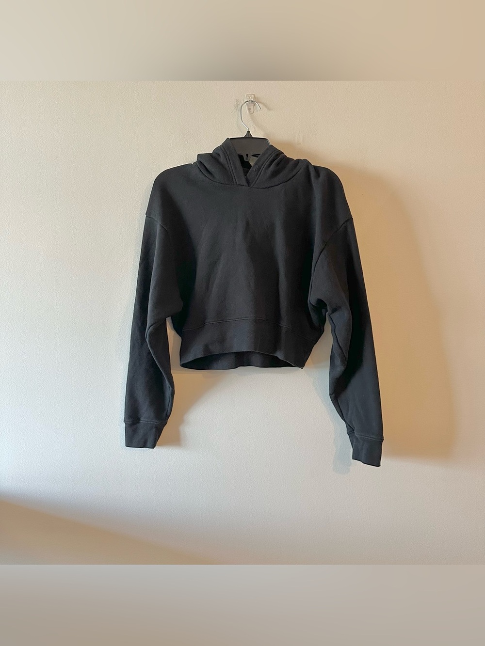 John Elliott Black Cropped Hoodie Minimalist Streetwear 2/M Cotton